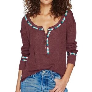 Free People We The Free Burgundy Rainbow Thermal